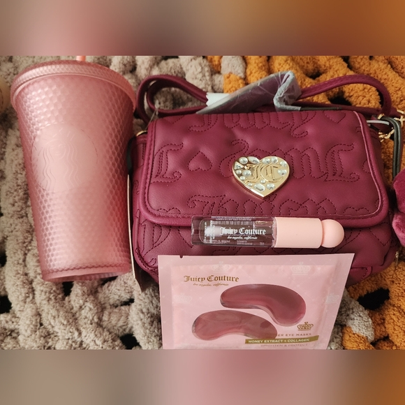 Juicy Couture Accessories - Juicy Couture Burgundy Bag with Pink Accessories @christidr Ty